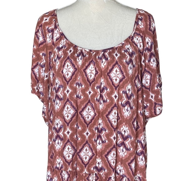 Knox Rose Women’s Tiered Bohemian Midi Dress Plus Size 1X Puff Sleeves Paisley - Picture 5 of 11